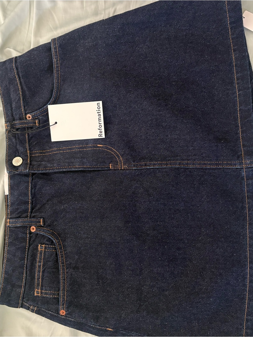 Reformation Denim mini skirt